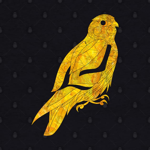 peregrine falcon in golden pattern ecopop by jorge_lebeau